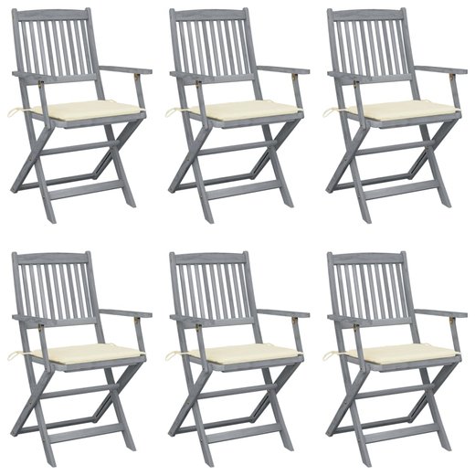 Klappbare Gartensthle 6 Stk. mit Sitzkissen Massivholz Akazie