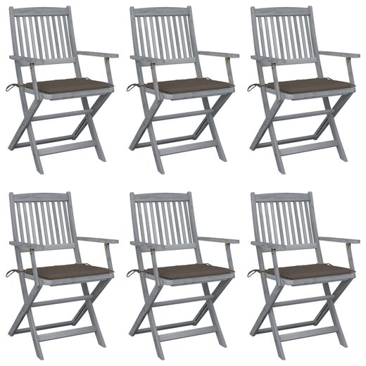 Klappbare Gartensthle 6 Stk. mit Sitzkissen Massivholz Akazie