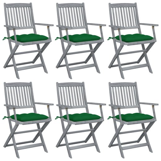Klappbare Gartensthle 6 Stk. mit Kissen Massivholz Akazie