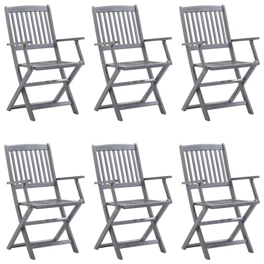 Klappbare Gartensthle 6 Stk. mit Kissen Massivholz Akazie
