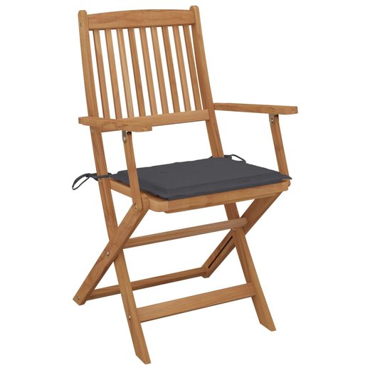 Klappbare Gartensthle 6 Stk. mit Kissen Massivholz Akazie