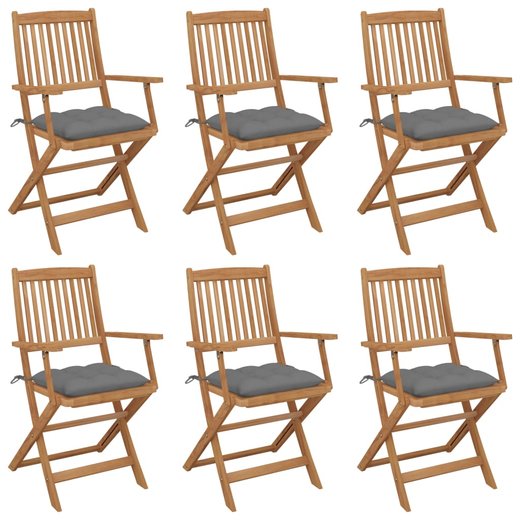 Klappbare Gartensthle 6 Stk. mit Kissen Massivholz Akazie
