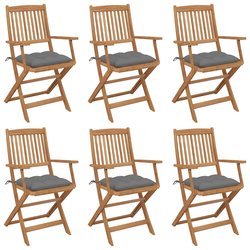 Klappbare Gartensthle 6 Stk. mit Kissen Massivholz Akazie