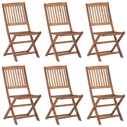 Klappbare Gartensthle 6 Stk. mit Kissen Massivholz Akazie