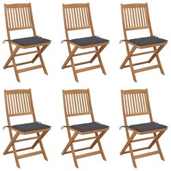 Klappbare Gartensthle 6 Stk. mit Kissen Massivholz Akazie