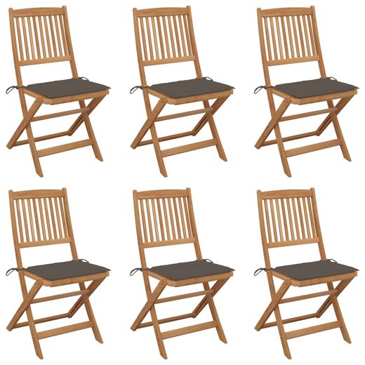 Klappbare Gartensthle 6 Stk. mit Kissen Massivholz Akazie