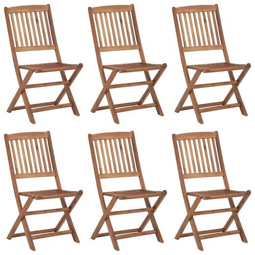 Klappbare Gartensthle 6 Stk. mit Kissen Massivholz Akazie