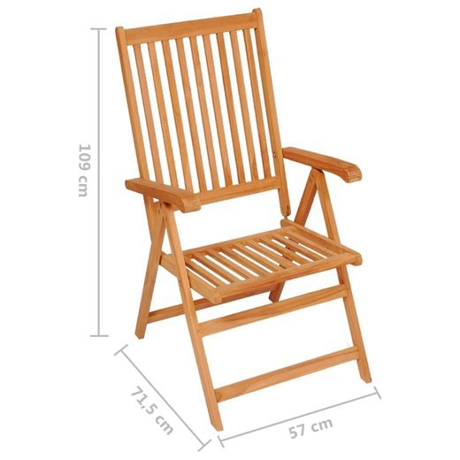 Gartensthle 4 Stk. mit Grauen Kissen Massivholz Teak