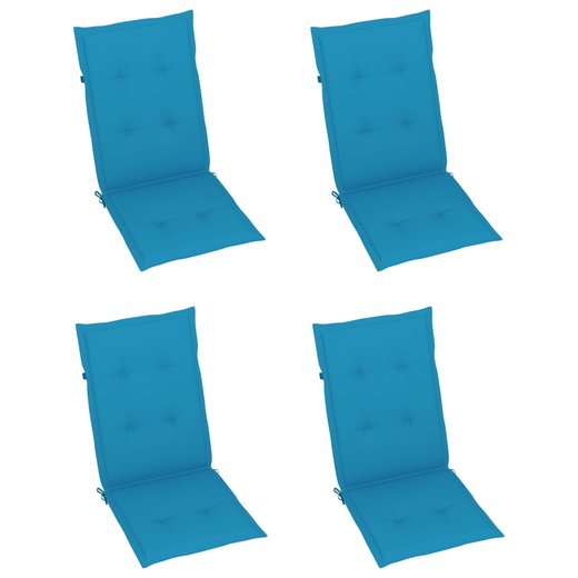 Gartensthle 4 Stk. mit Blauen Kissen Massivholz Teak