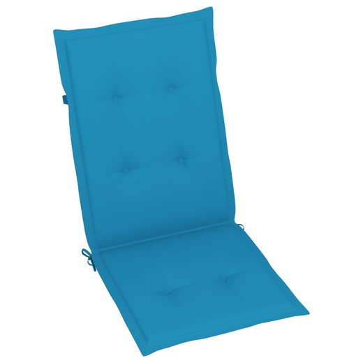 Gartensthle 4 Stk. mit Blauen Kissen Massivholz Teak