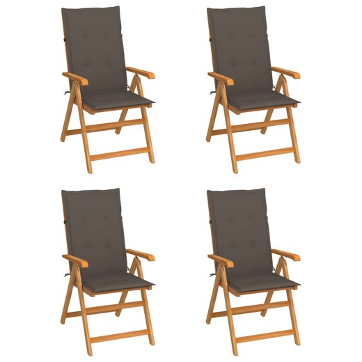 Gartensthle 4 Stk. mit Taupe Kissen Massivholz Teak