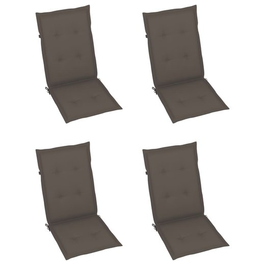 Gartensthle 4 Stk. mit Taupe Kissen Massivholz Teak