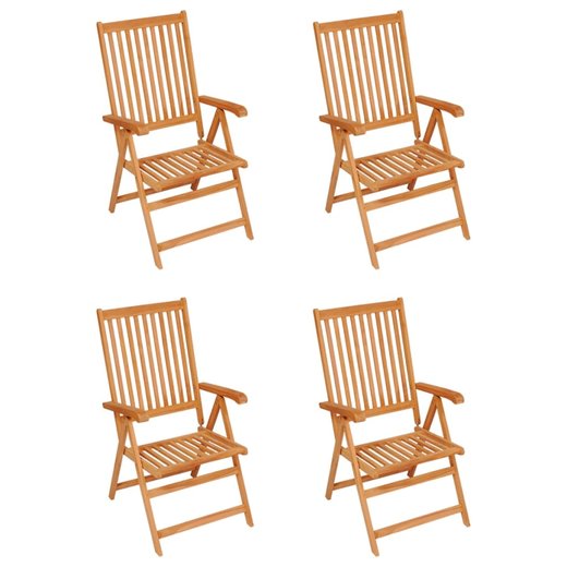 Gartensthle 4 Stk. mit Weinroten Kissen Massivholz Teak