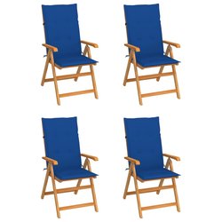 Gartensthle 4 Stk. mit Knigsblauen Kissen Massivholz Teak