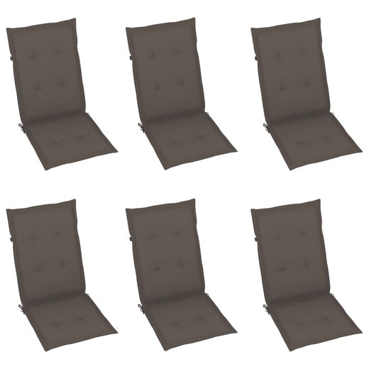 Gartensthle 6 Stk. mit Taupe Kissen Massivholz Teak