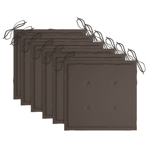 Gartensthle mit Taupe Kissen 6 Stk. Massivholz Teak