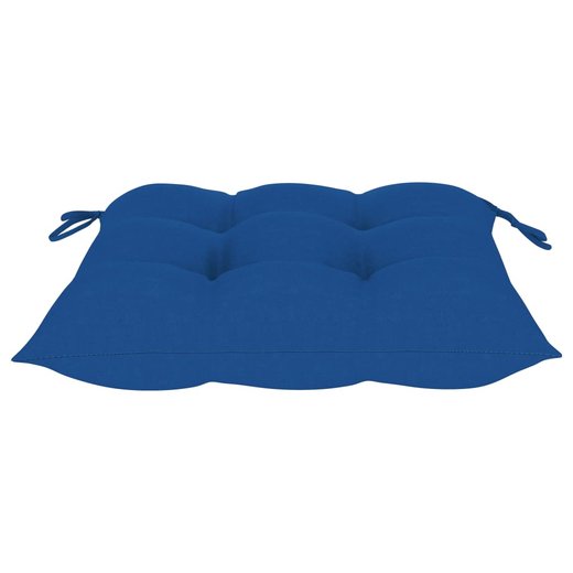 Gartensthle mit Blauen Kissen 6 Stk. Massivholz Teak
