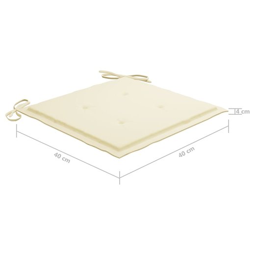 Gartensthle mit Creme Kissen 8 Stk. Massivholz Teak