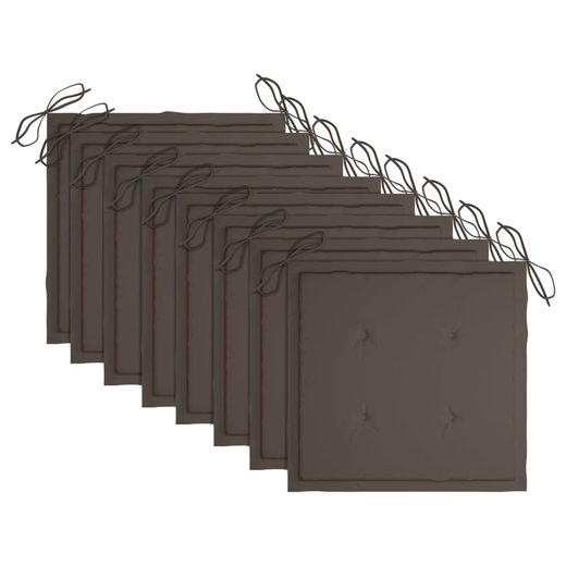 Gartensthle mit Taupe Kissen 8 Stk. Massivholz Teak