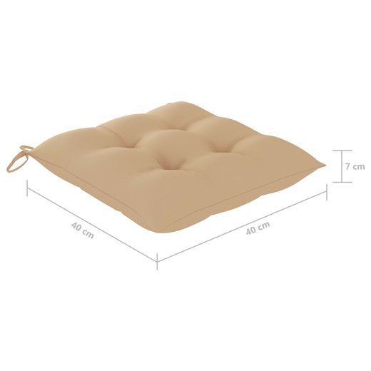 Gartensthle mit Beigen Kissen 8 Stk. Massivholz Teak