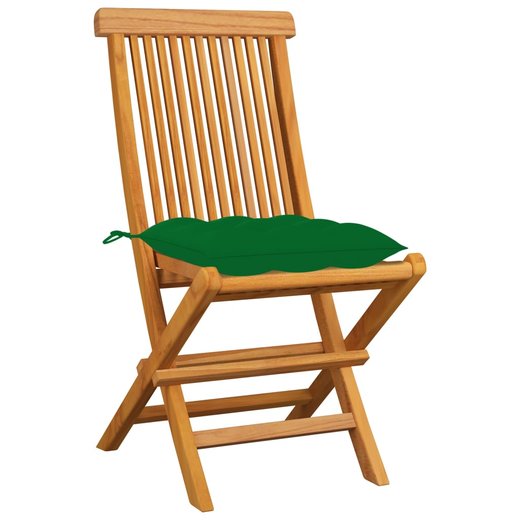 Gartensthle mit Grnen Kissen 8 Stk. Massivholz Teak