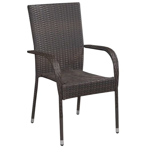 Stapelbare Gartensthle 6 Stk. Poly Rattan Braun