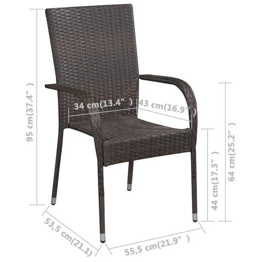 Stapelbare Gartensthle 6 Stk. Poly Rattan Braun