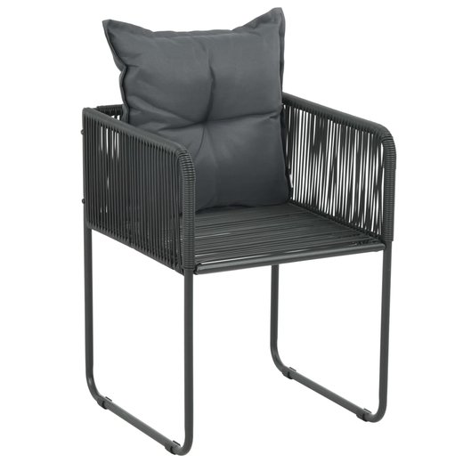 Gartensthle 6 Stk. mit Kissen Poly Rattan Schwarz