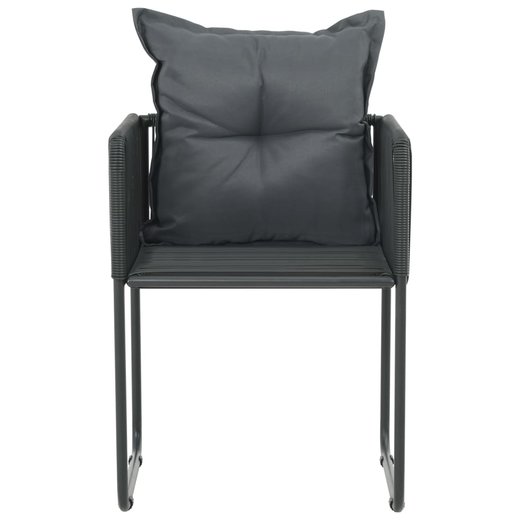 Gartensthle 6 Stk. mit Kissen Poly Rattan Schwarz