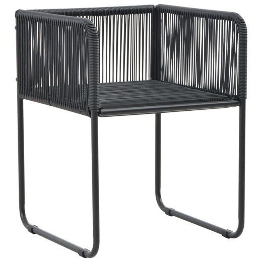 Gartensthle 6 Stk. mit Kissen Poly Rattan Schwarz