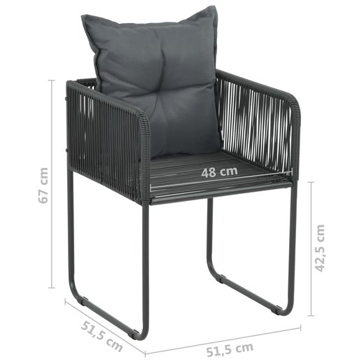 Gartensthle 6 Stk. mit Kissen Poly Rattan Schwarz