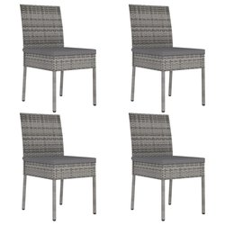 Garten-Esssthle 4 Stk. Poly Rattan Grau