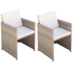 Gartensthle 2 Stk. mit Polstern und Kissen Poly Rattan...