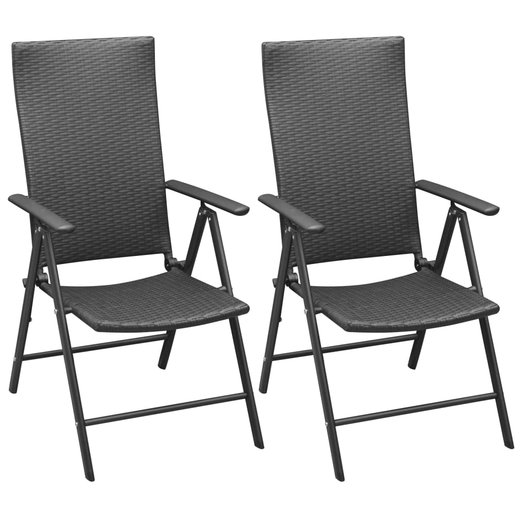 Stapelbare Gartensthle 2 Stk. Poly Rattan Schwarz