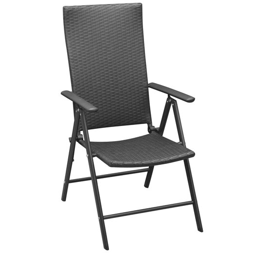 Stapelbare Gartensthle 2 Stk. Poly Rattan Schwarz