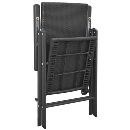 Stapelbare Gartensthle 2 Stk. Poly Rattan Schwarz
