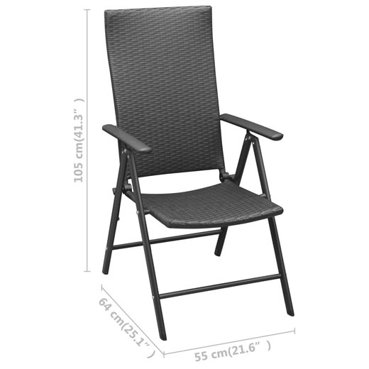 Stapelbare Gartensthle 2 Stk. Poly Rattan Schwarz