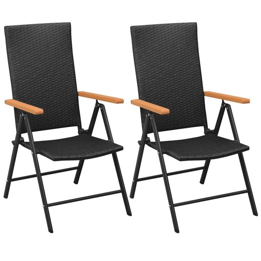 Stapelbare Gartensthle 2 Stk. Poly Rattan Schwarz