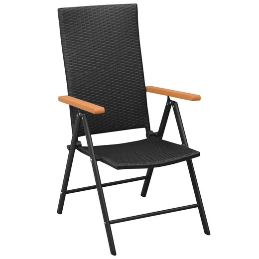 Stapelbare Gartensthle 2 Stk. Poly Rattan Schwarz