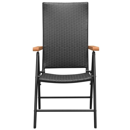 Stapelbare Gartensthle 2 Stk. Poly Rattan Schwarz