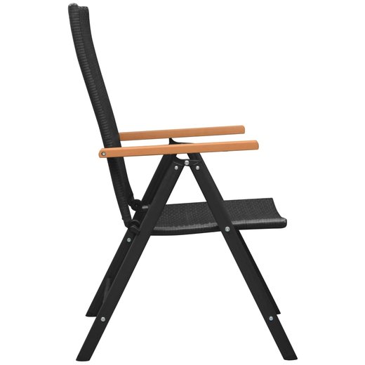 Stapelbare Gartensthle 2 Stk. Poly Rattan Schwarz