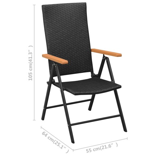 Stapelbare Gartensthle 2 Stk. Poly Rattan Schwarz