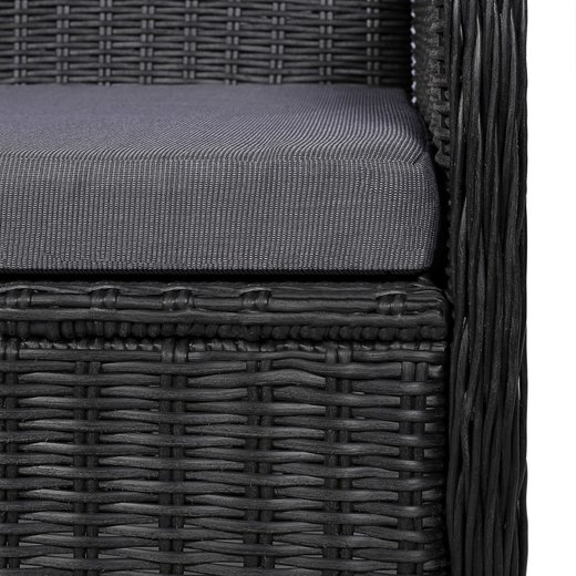 Gartensthle mit Polster 2 Stk. Poly Rattan Schwarz