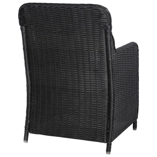 Gartensthle mit Polster 2 Stk. Poly Rattan Schwarz