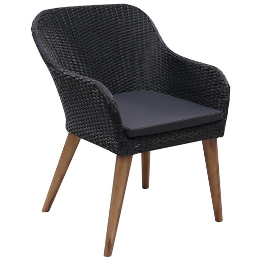 Gartensthle mit Polstern 2 Stk. Poly Rattan Schwarz