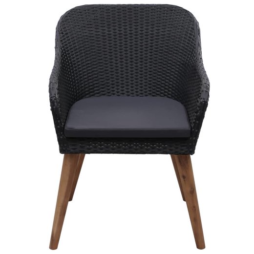 Gartensthle mit Polstern 2 Stk. Poly Rattan Schwarz