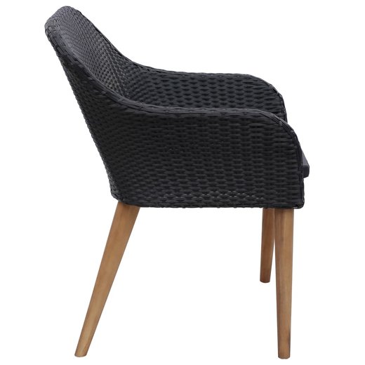 Gartensthle mit Polstern 2 Stk. Poly Rattan Schwarz
