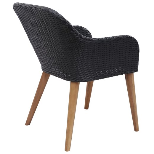 Gartensthle mit Polstern 2 Stk. Poly Rattan Schwarz