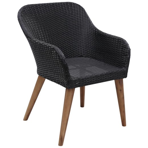 Gartensthle mit Polstern 2 Stk. Poly Rattan Schwarz