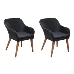 Gartensthle mit Polstern 2 Stk. Poly Rattan Schwarz